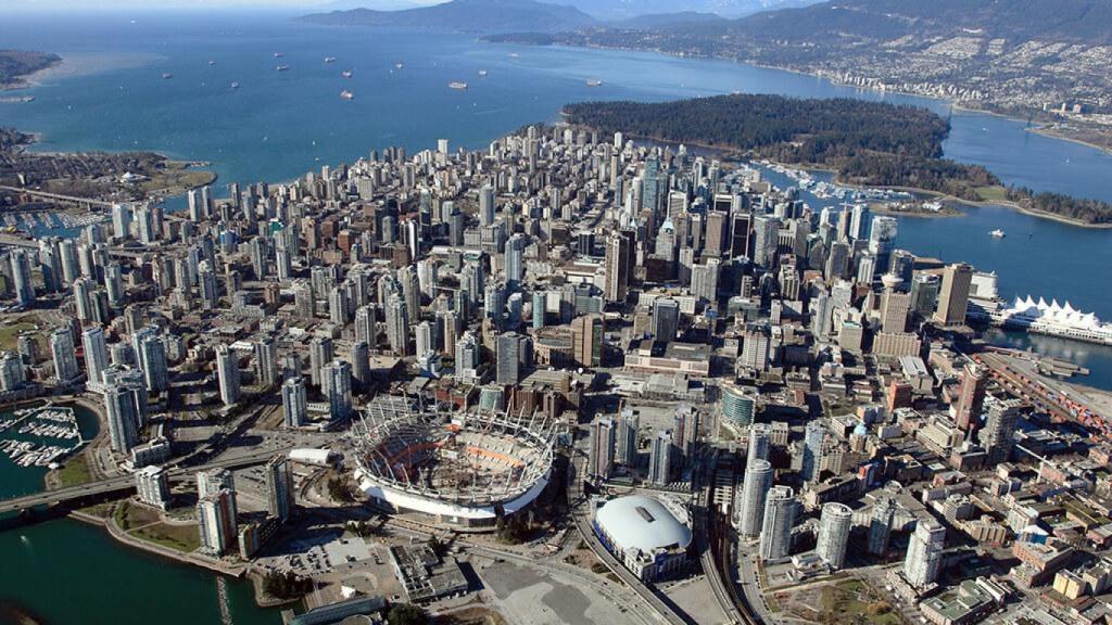 Vista aérea del BC Place Vancouver en construcción