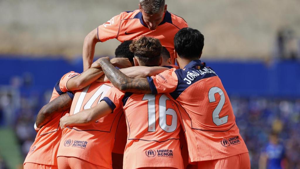 Los jugadores del Barça celebran el gol de Rashford al Getafe