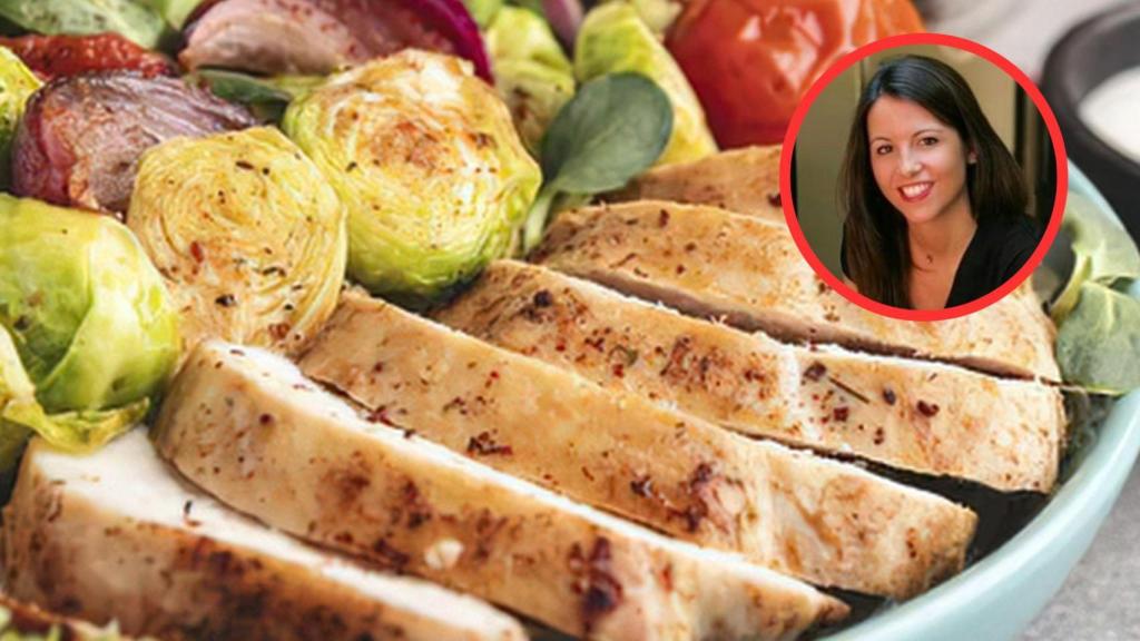 Elisa Blázquez y plato saludable