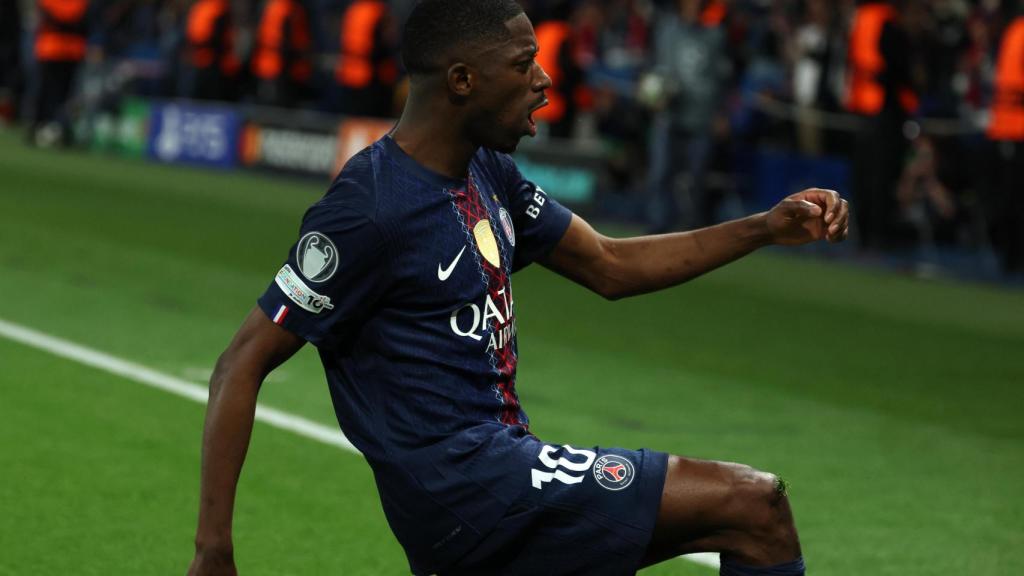 Ousmane Dembelé celebra un gol en el PSG-Bayern de Múnich de las semifinales de la Champions League 2025-26