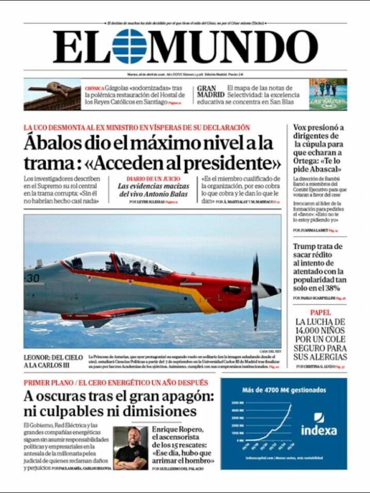 Portada de 'El Mundo' del 28 d'abril