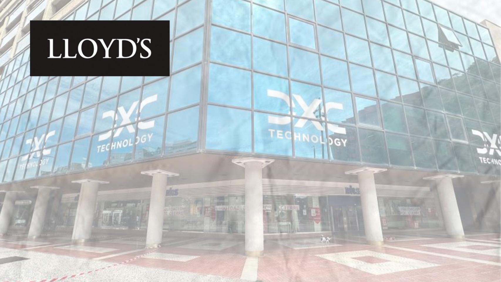 Sede de DXC Technology en Zaragoza y el logo de Lloyd's