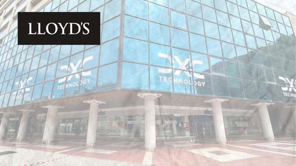 Sede de DXC Technology en Zaragoza y el logo de Lloyd's