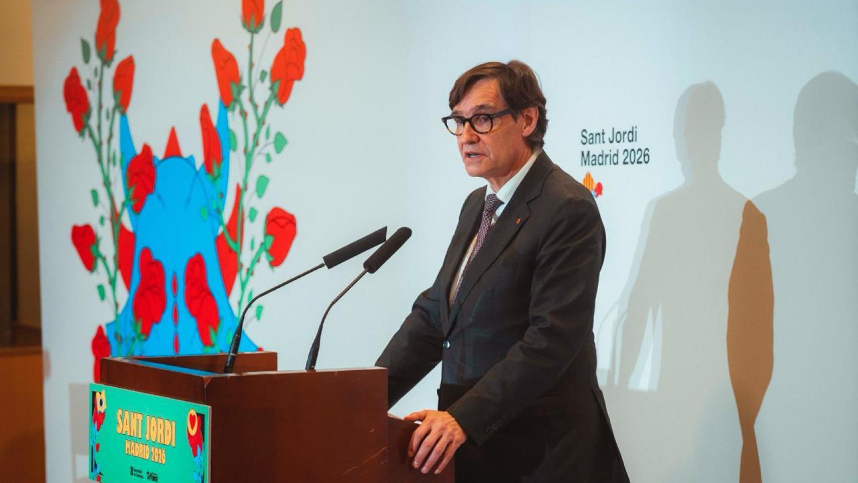 Salvador Illa, presidente de la Generalitat, en la celebración del Govern por Sant Jordi en Madrid