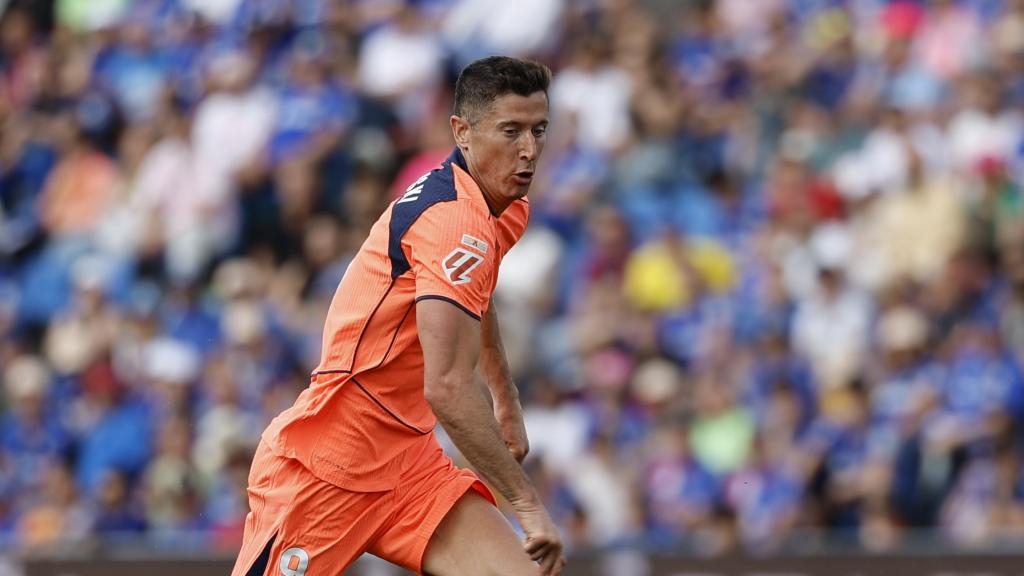 Robert Lewandowski, en el partido Getafe-Barça de Liga