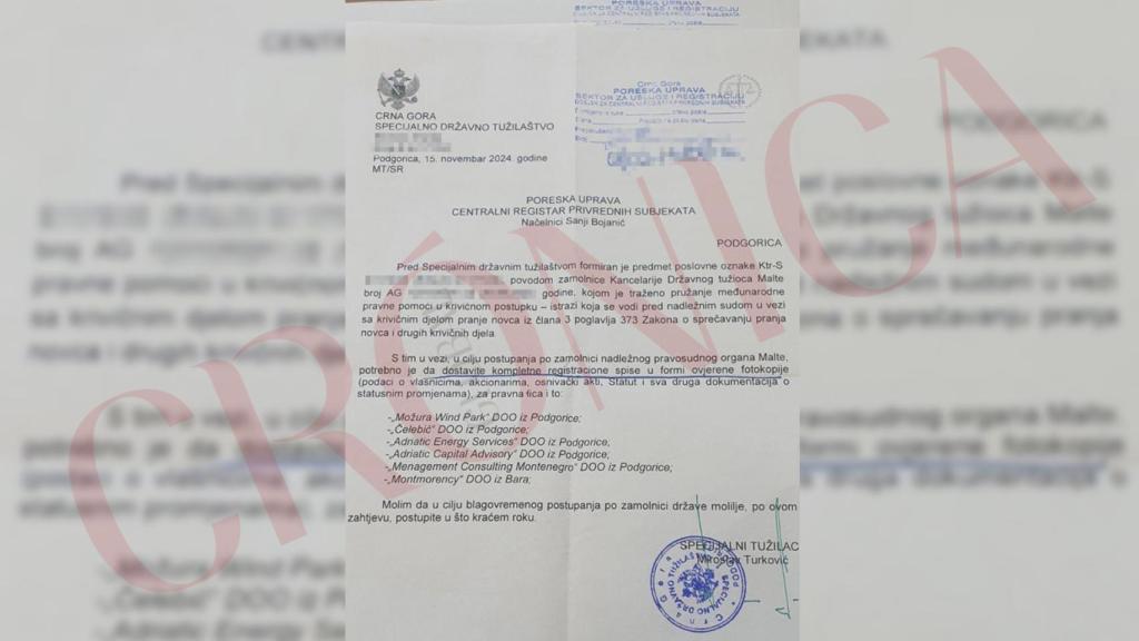 La Fiscalia de Malta demana informació a la seva homònima de Montenegro sobre el cas Mozura