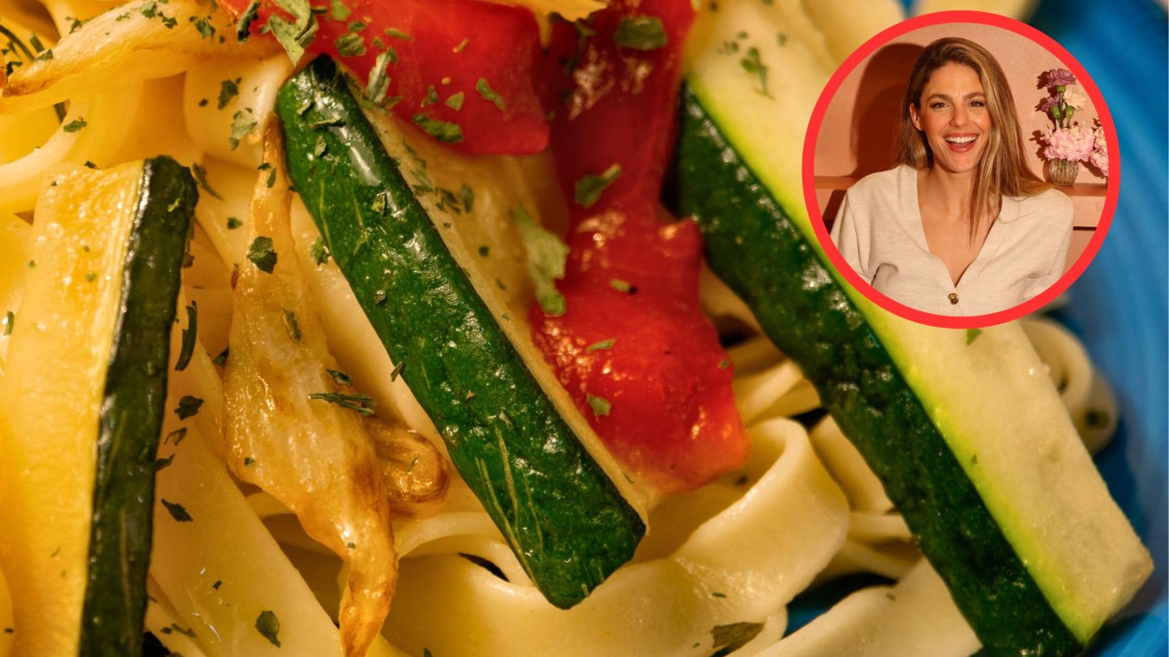 Marta Verona y plato con calabacín