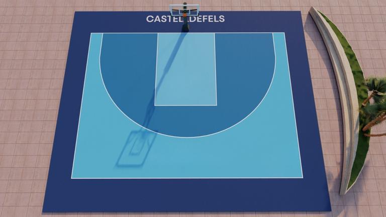 Un render de la nova pista 3x3 de bàsquet a la platja de Castelldefels