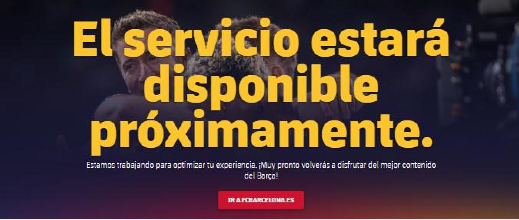El mensaje en la página web de Barça One