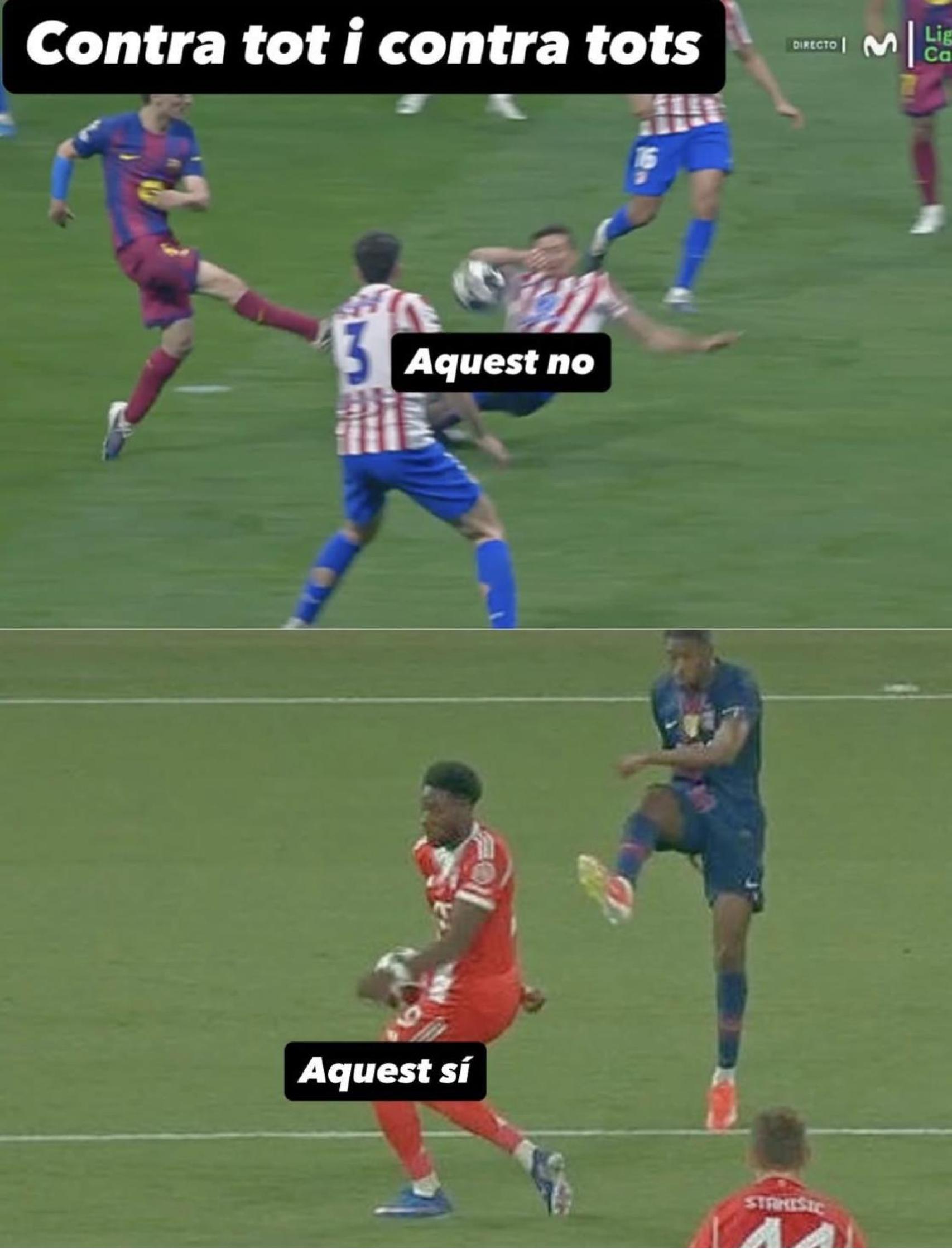 L'afició del Barça esclata a les xarxes contra el penal xiulat a Alphonso Davies per mà
