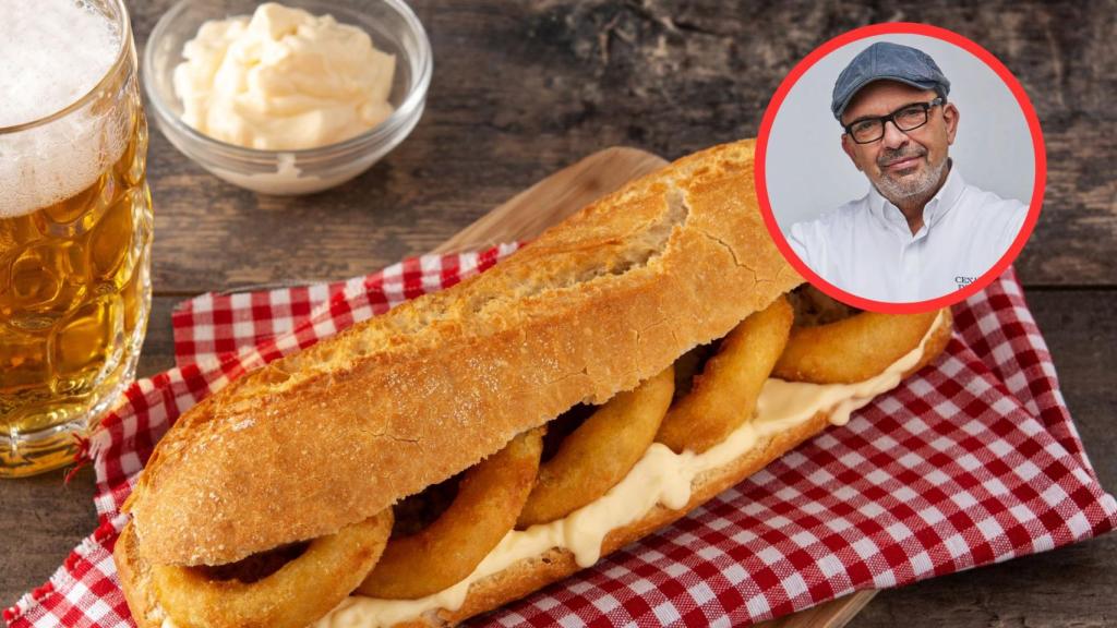 Jesús Sánchez y bocadillo de calamares