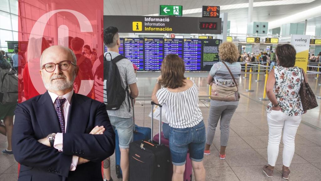 Fotomontaje de personas en un aeropuerto