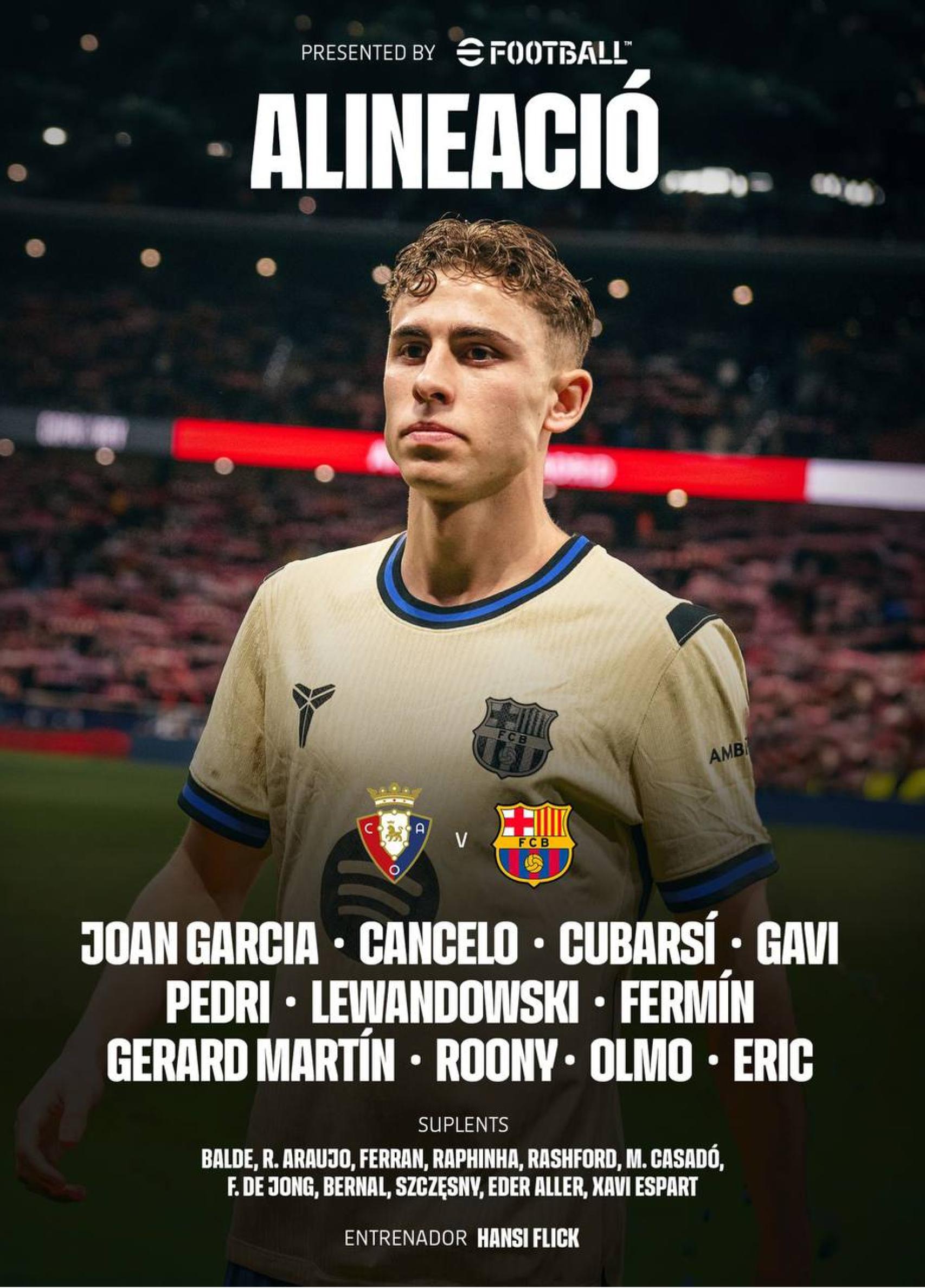 L'alineació del Barça per al partit contra l'Osasuna
