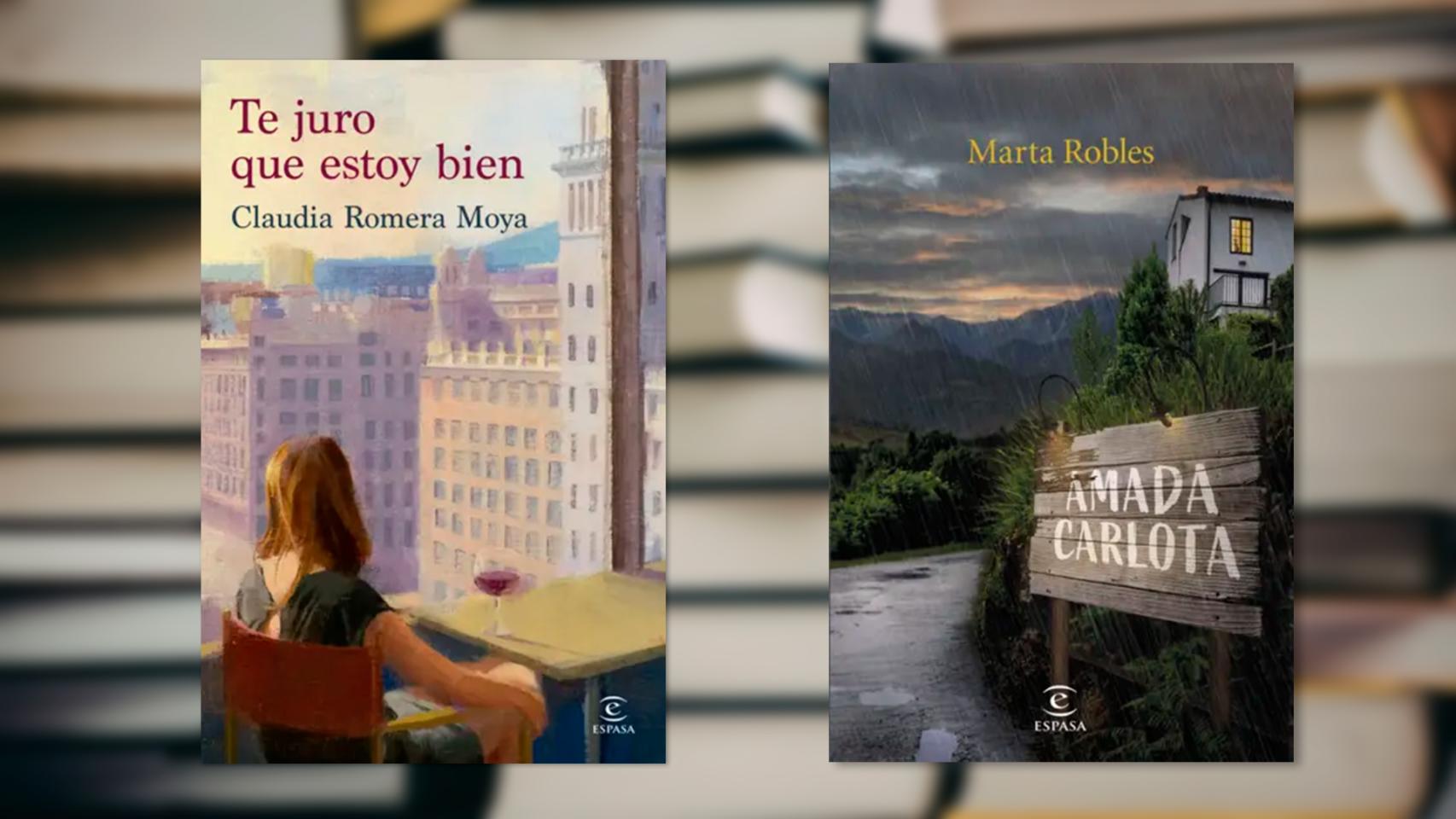 Portadas de 'Te juro que estoy bien' y de 'Amada Carlota'