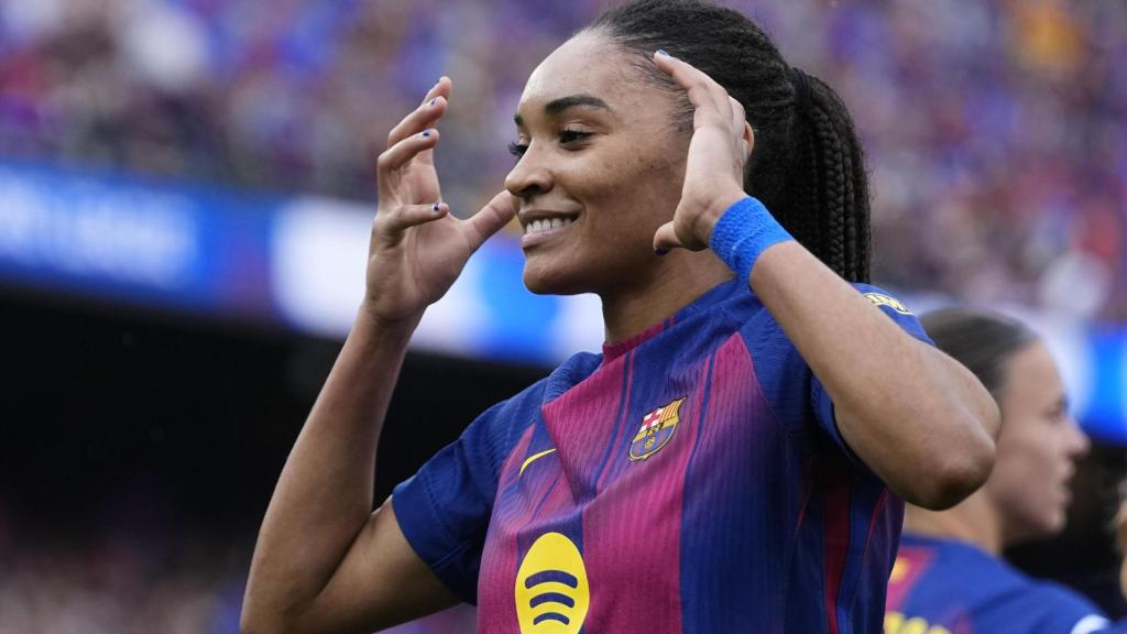 Salma Paralluelo celebra el seu gol al Barça Femení-Bayern de Munic de la Champions League