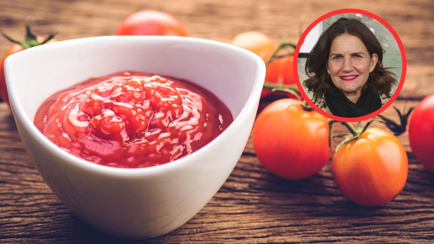 Samantha Vallejo-Nágera y salsa de tomate