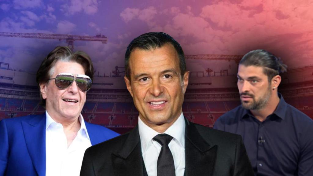 Pini Zahavi, Jorge Mendes y Andy Bara, en un fotomontaje
