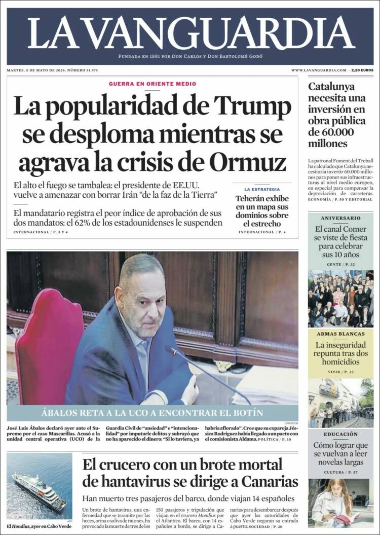 Portada de 'La Vanguardia' el 5 de maig