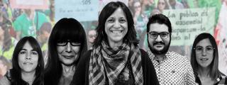 Iolanda Segura (centro) lidera Ustec y los principales cargos del sindicato, de izquierda a derecha: Zahira Berenguer, Laura Iglesias, Andreu Mumbrú y Marta March