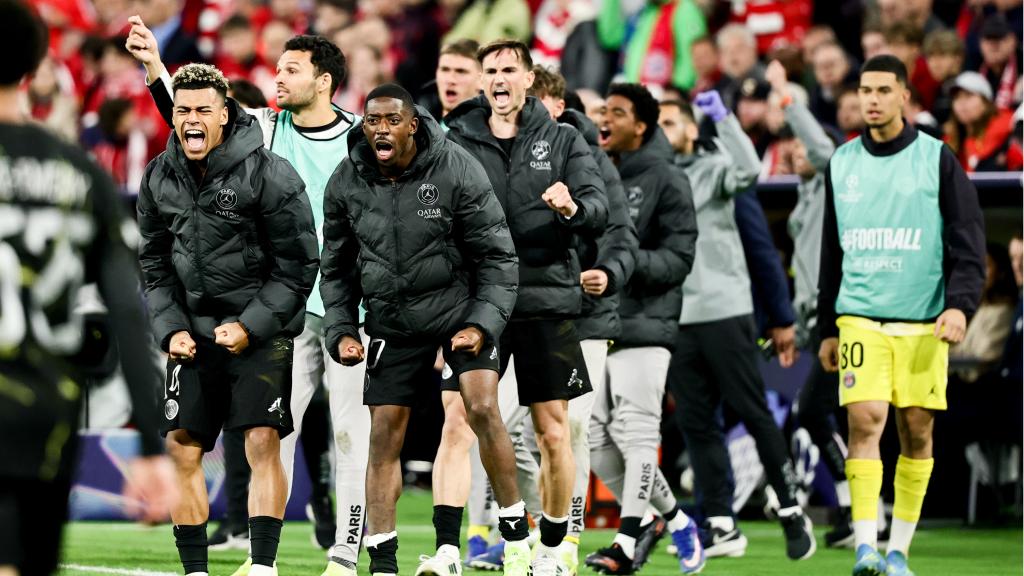 Los jugadores del PSG celebran el pase a la final de la Champions League