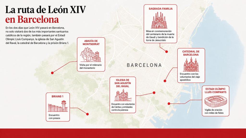 Mapa de la visita del Papa a Barcelona