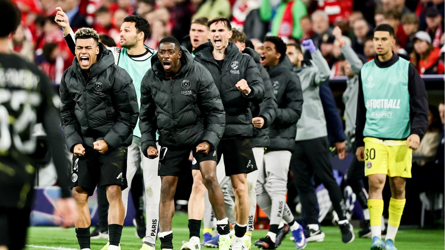 Los jugadores del PSG celebran el pase a la final de la Champions League