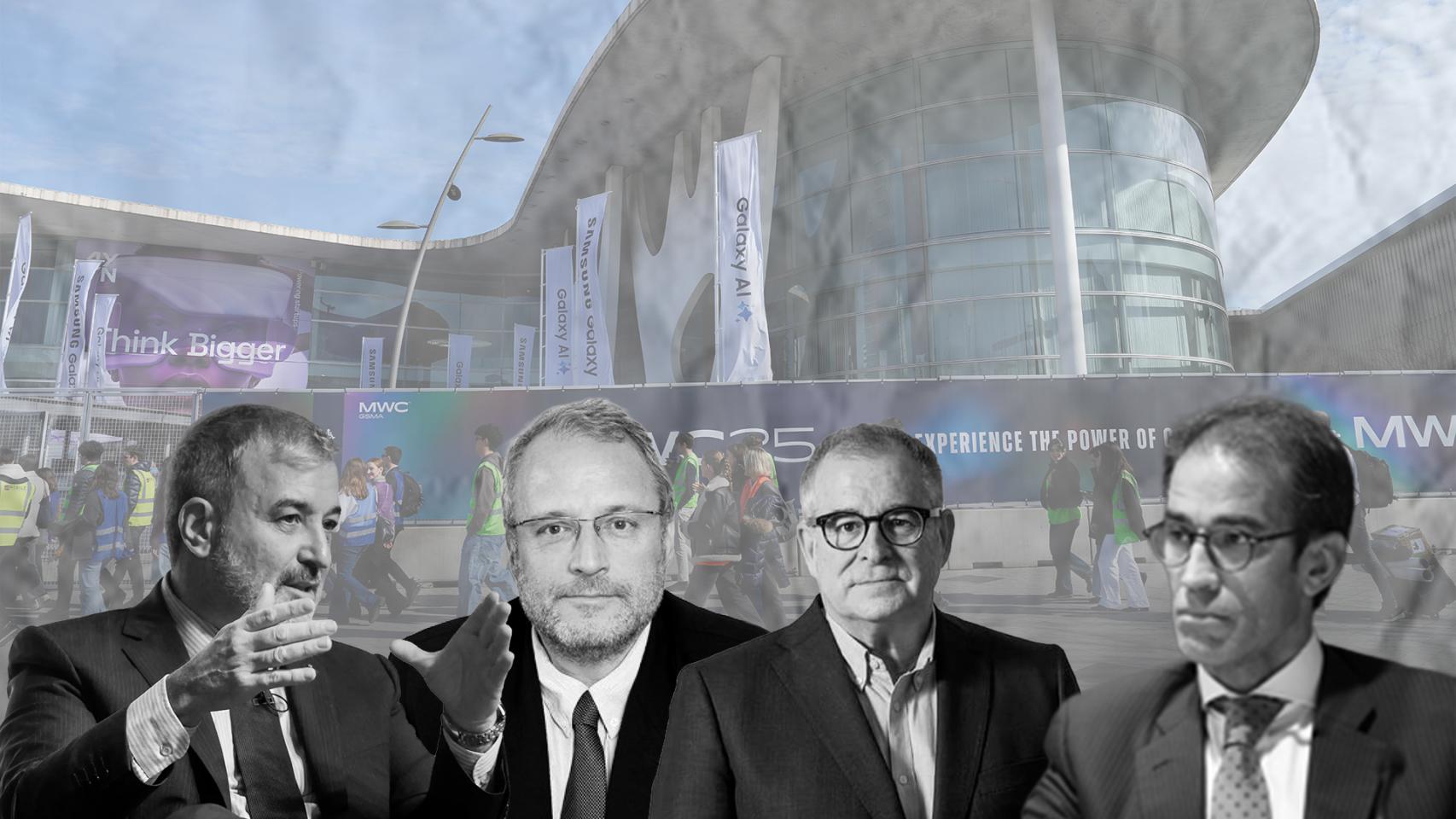 Fotomontaje de Fira con los rostros de Jaume Collboni, Constantí Serrallonga, Jordi Valls y Pau Relat, de izquierda a derecha