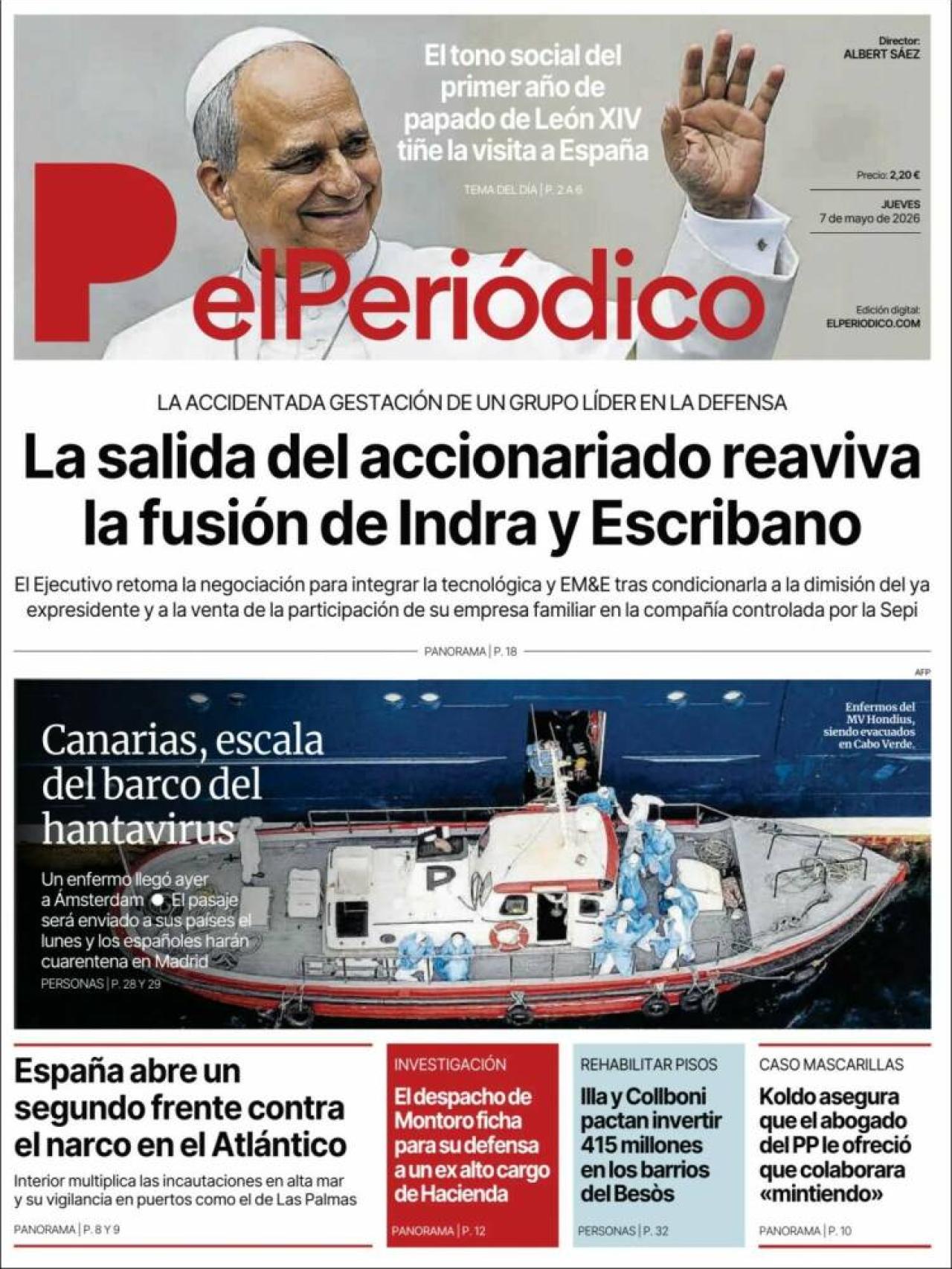 Portada de 'El Periódico' del 7 de maig