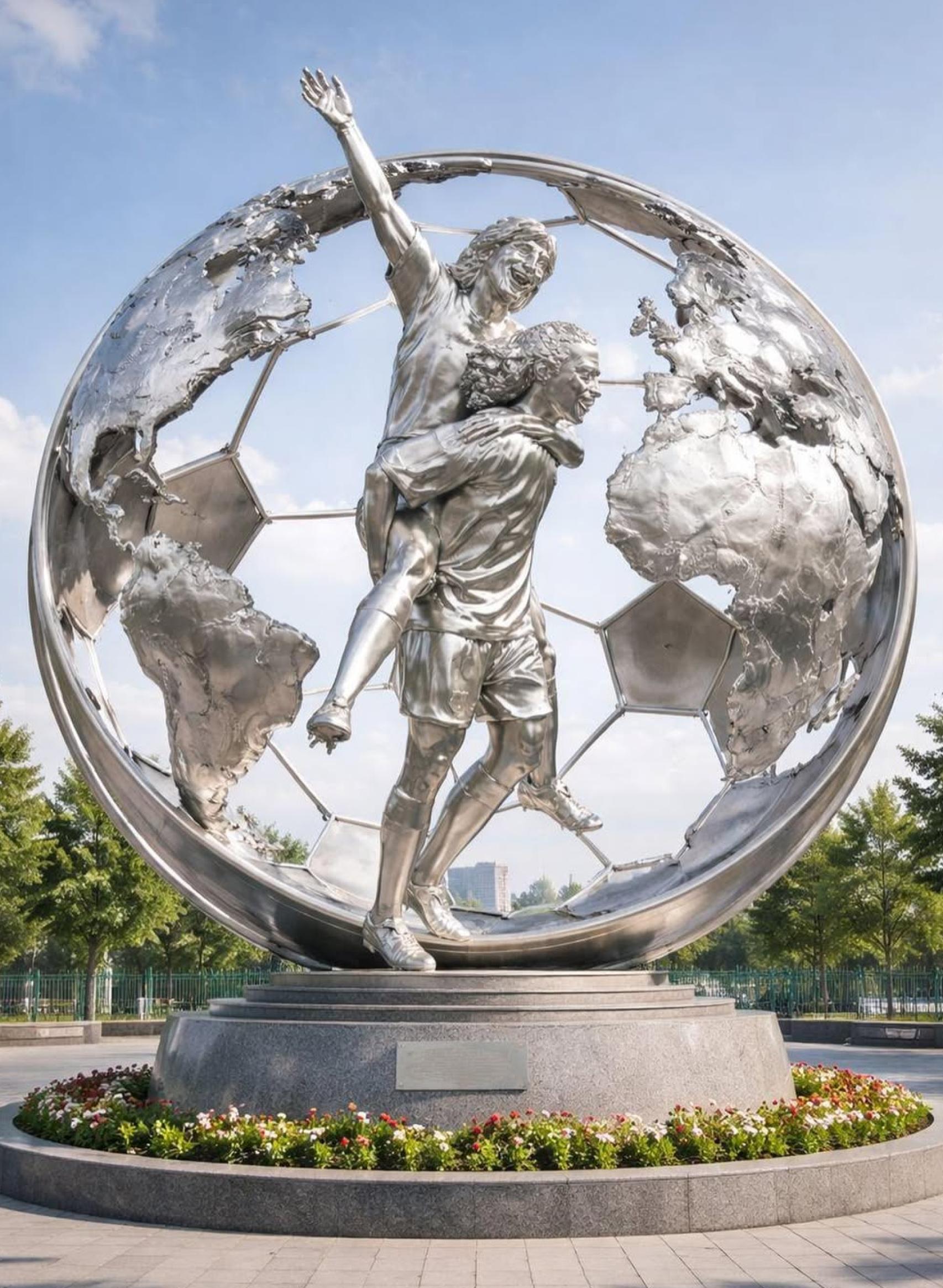 'Render' de la futura escultura de Leo Messi i Ronaldinho a Castelldefels