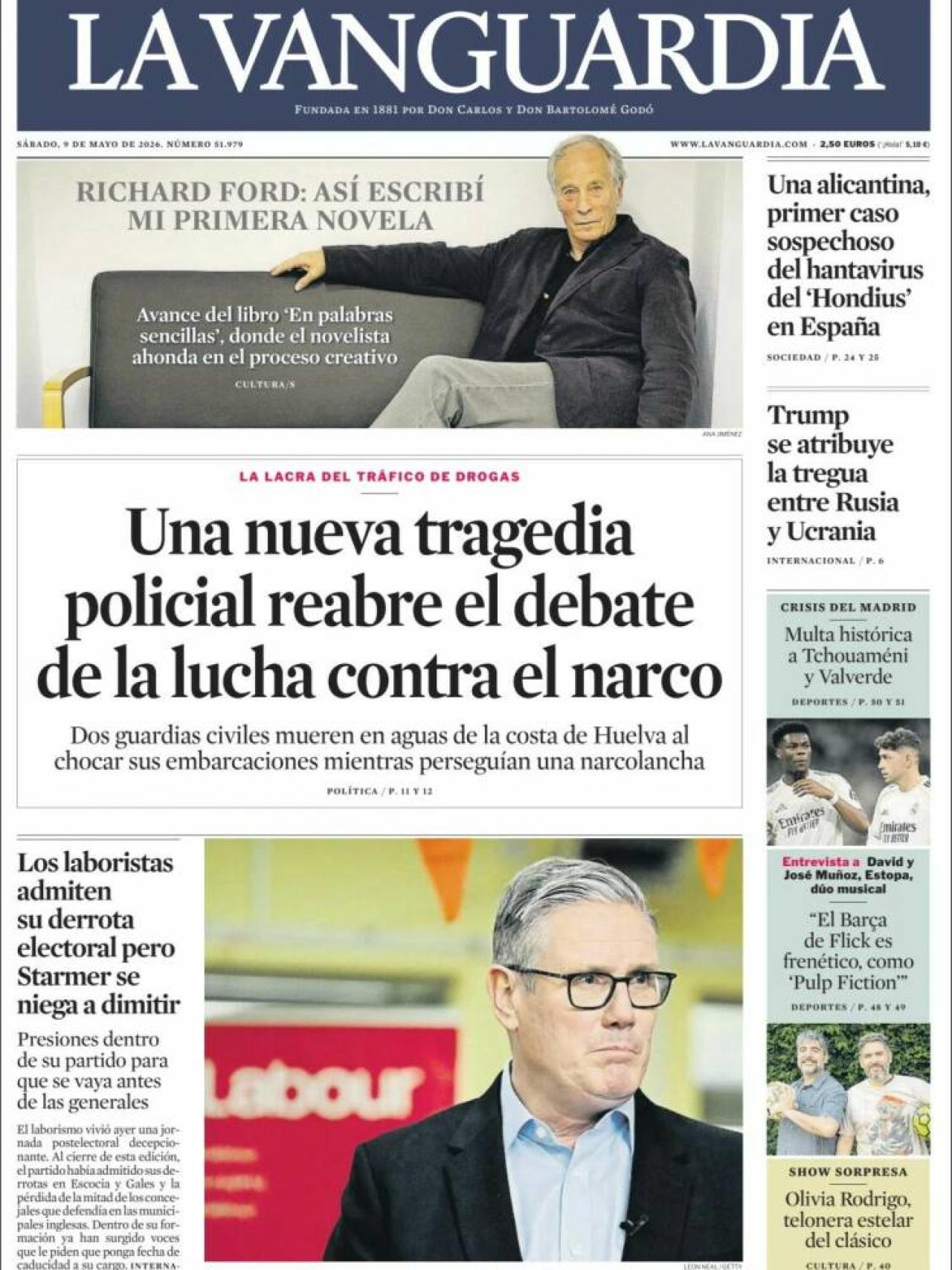 Portada de 'La Vanguardia' el 9 de mayo