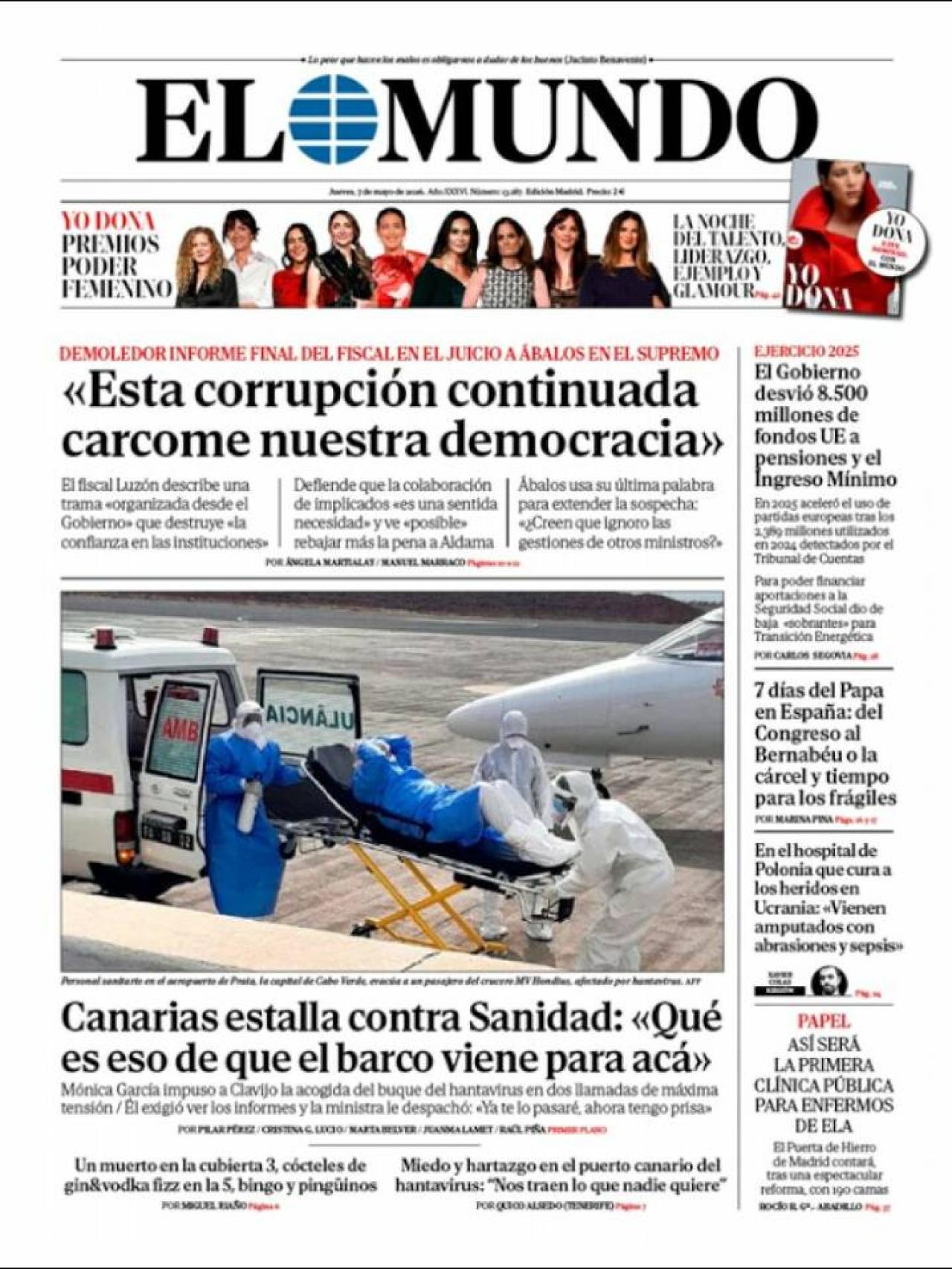 Portada d''El Mundo' el 9 de maig