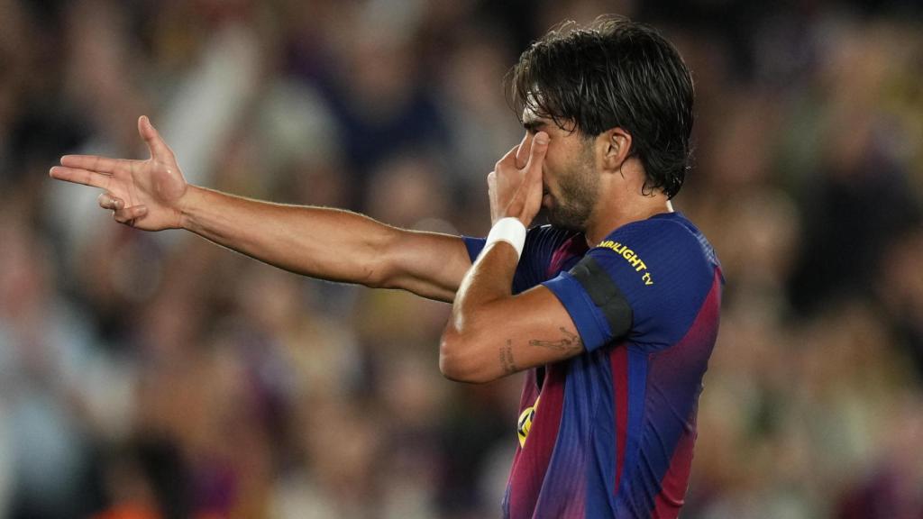 Ferran Torres celebra el segon gol del Barça al Madrid