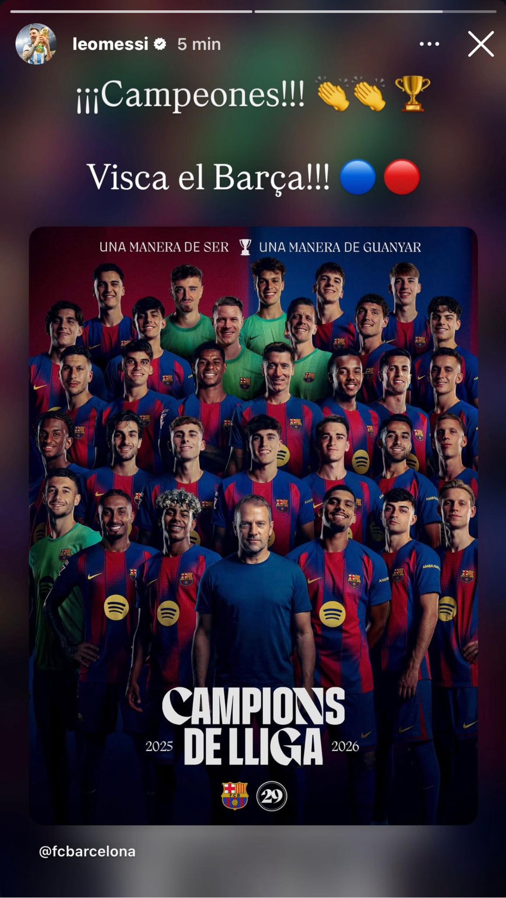 Leo Messi envia un missatge a l'afició culer després de la conquesta de la Lliga per part del Barça