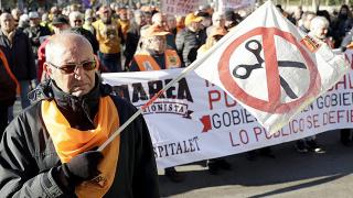 Manifestación de pensionistas en Barcelona por la mejora de las pensiones