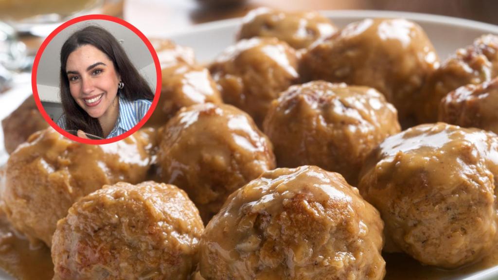 Sofía Cruz y plato de albóndigas