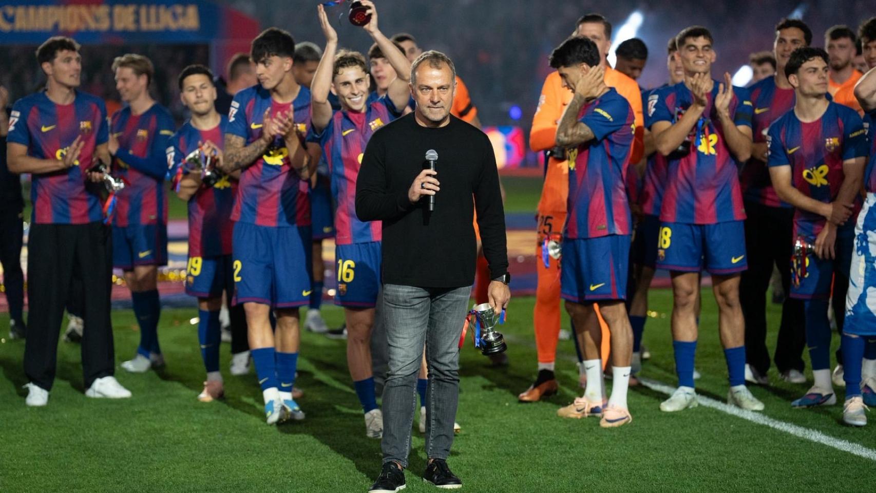 Hansi Flick habla tras ganar la Liga en el Spotify Camp Nou