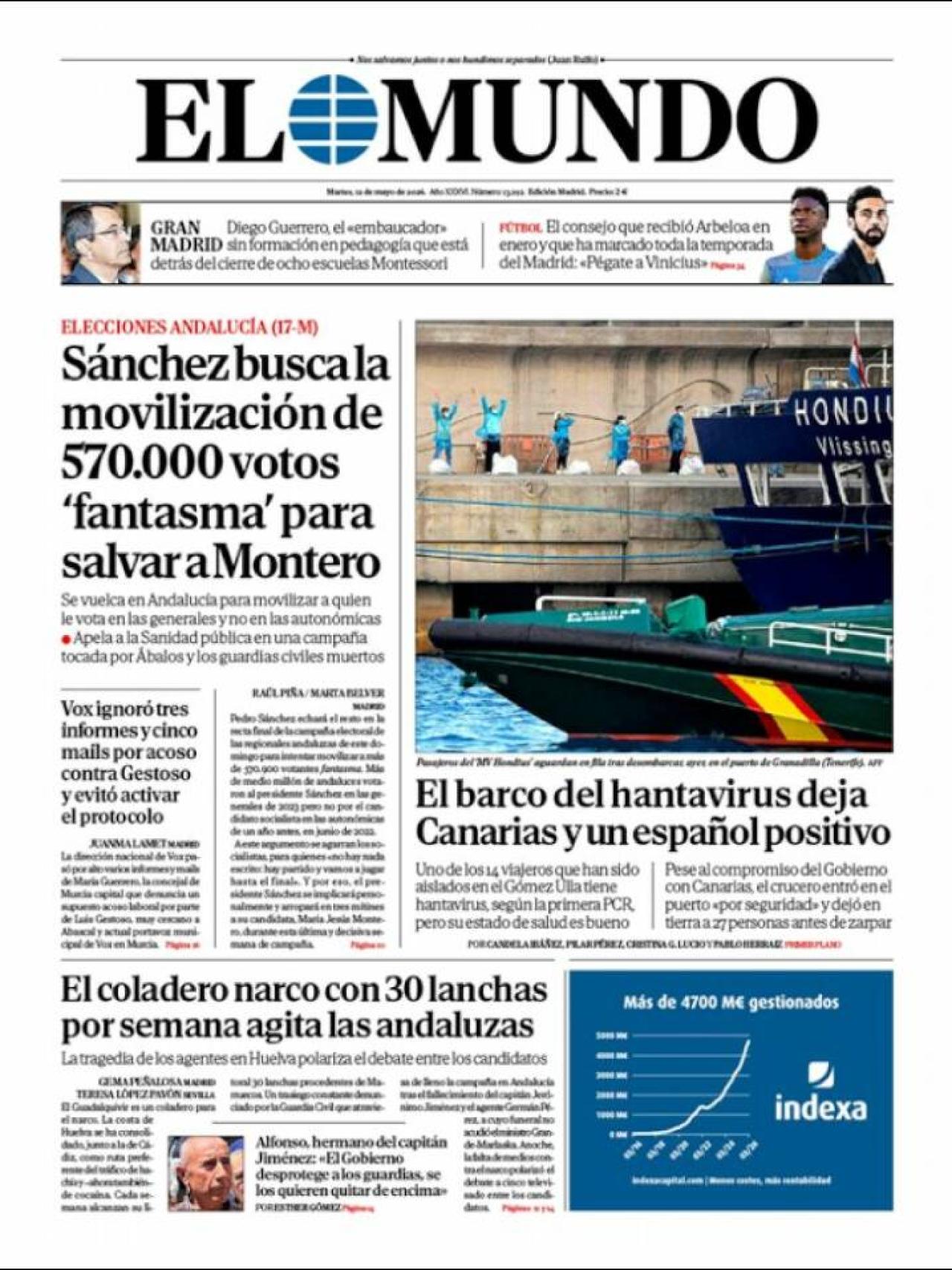 Portada de 'El Mundo' el 12 de maig