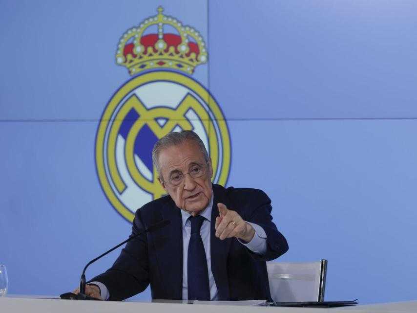 Florentino Pérez, a la roda de premsa convocada després de la reunió de junta directiva del Reial Madrid