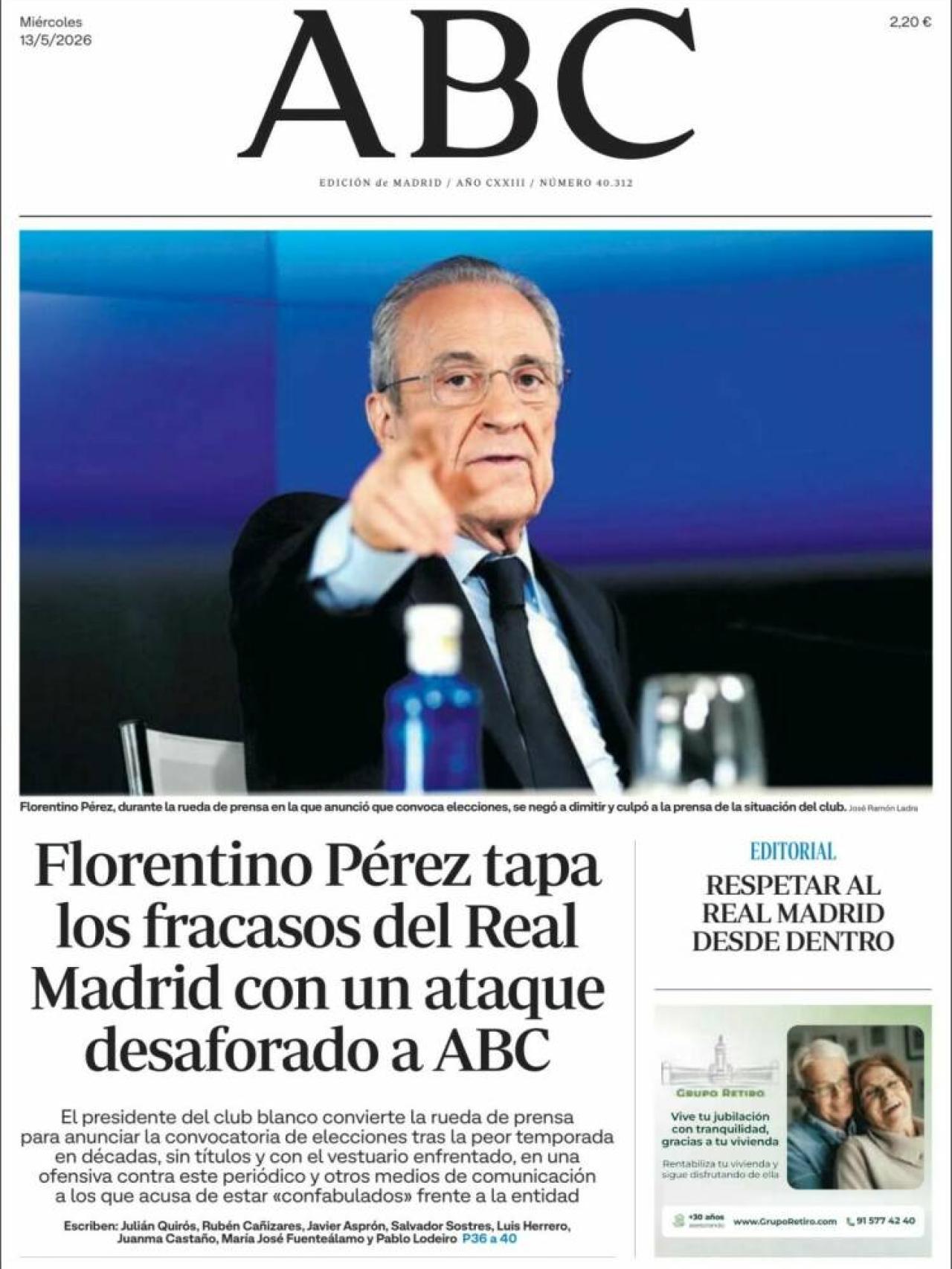 Portada 'Abc' el 13 de mayo