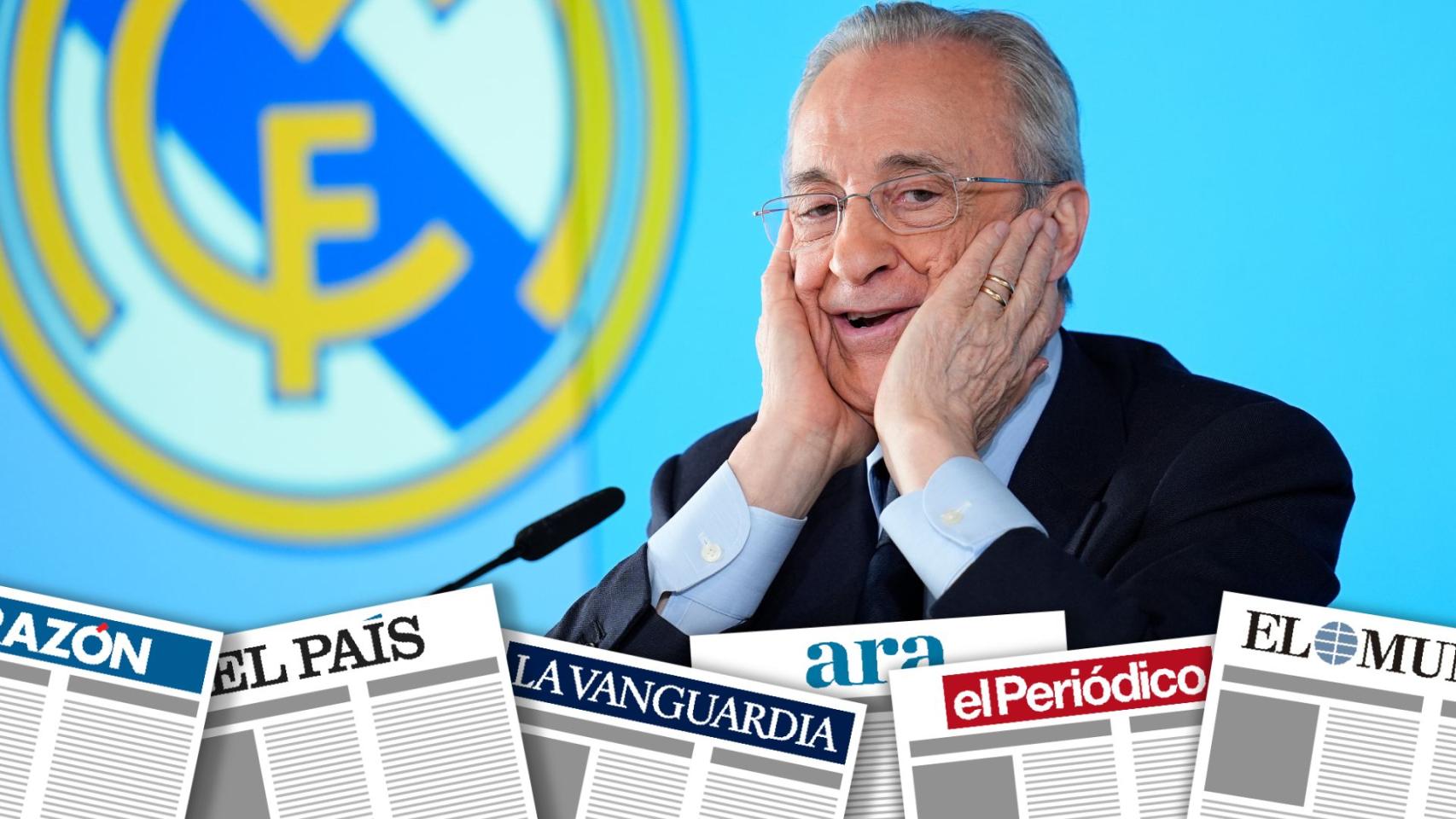Montaje con Florentino Pérez, presidente del Real Madrid