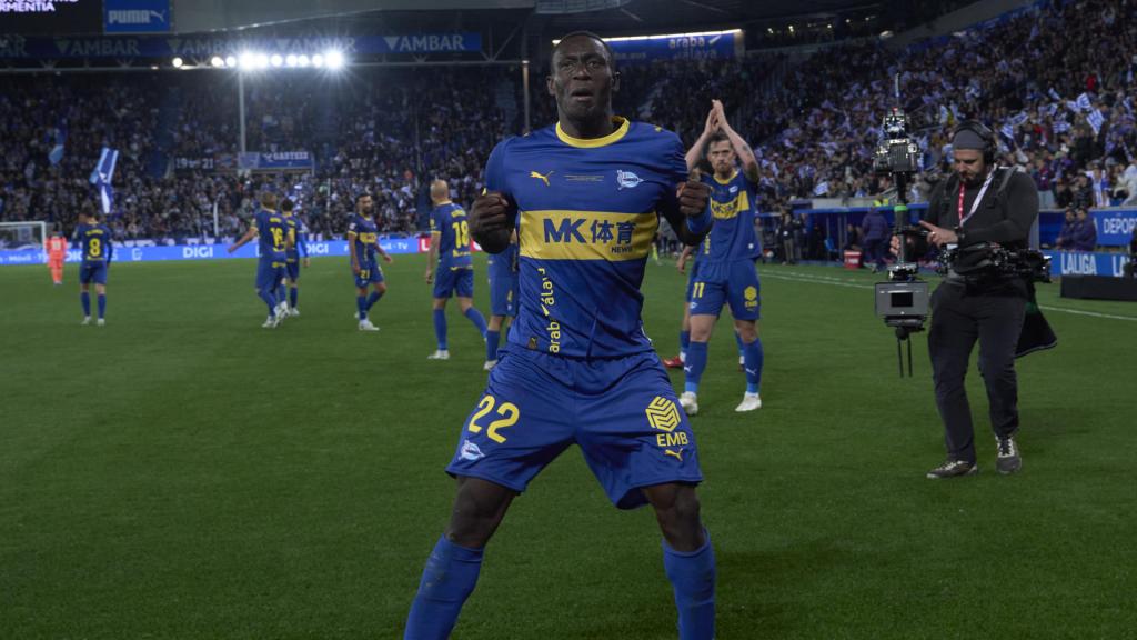 Ibrahim celebra su gol al Barça