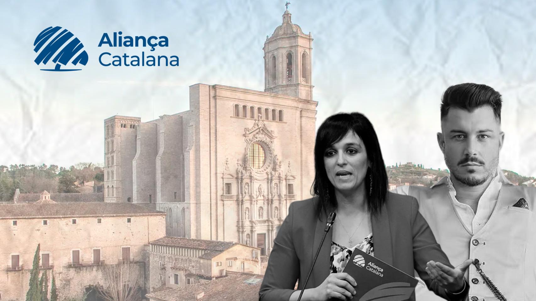 Fotomontaje de Sílvia Orriols junto a Marc Villafañe, candidato de Aliança Catalana en Girona