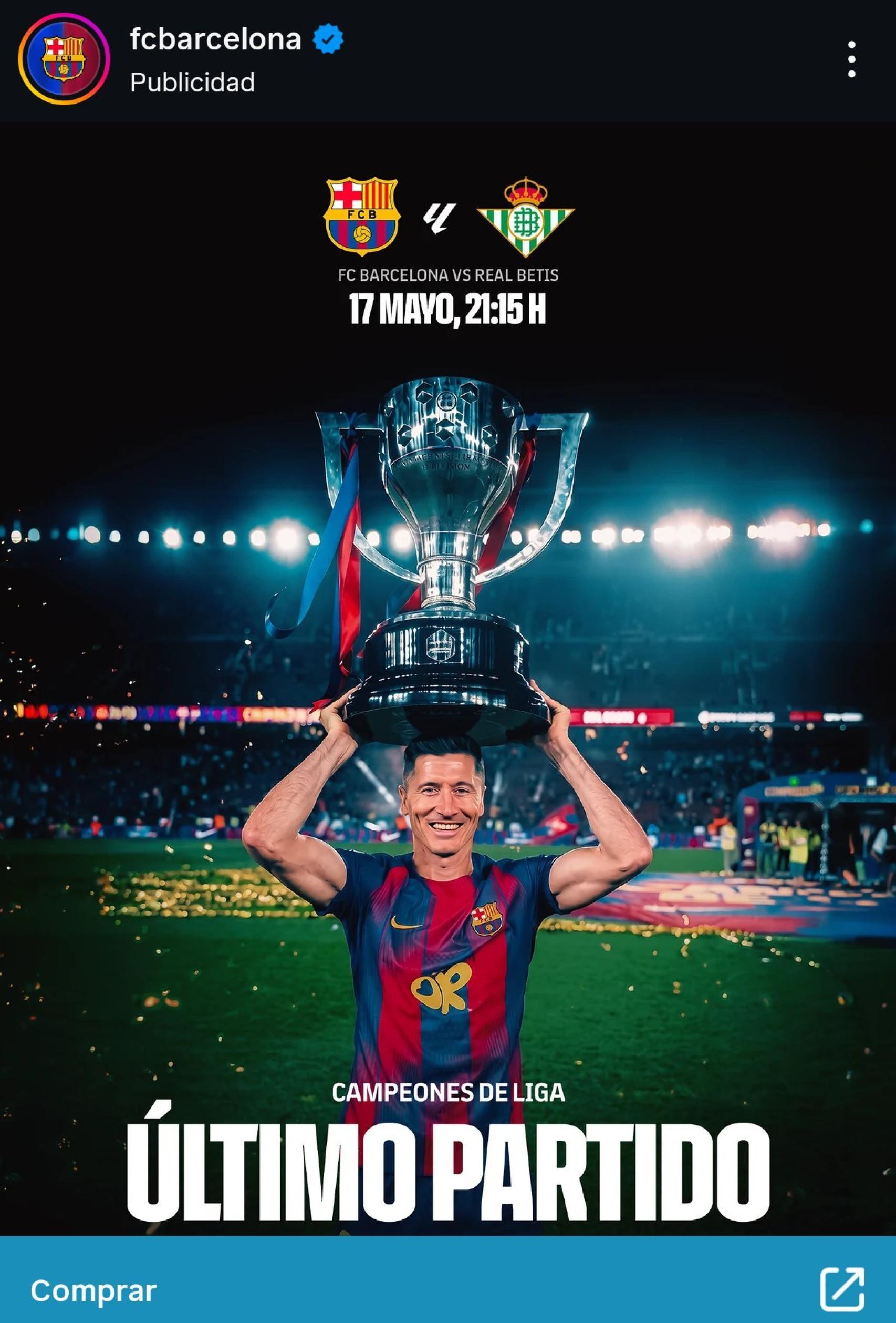 El Barça anuncia l'últim partit de la temporada a l'Spotify Camp Nou amb Robert Lewandowski