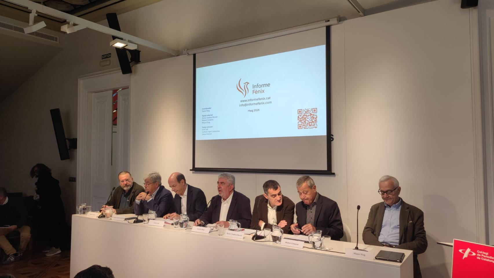 Presentación del 'Informe Fénix' en el Col·legi de Periodistes de Barcelona