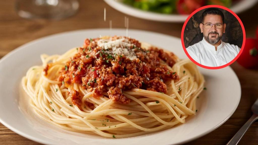 Dani García y plato de espaguetis