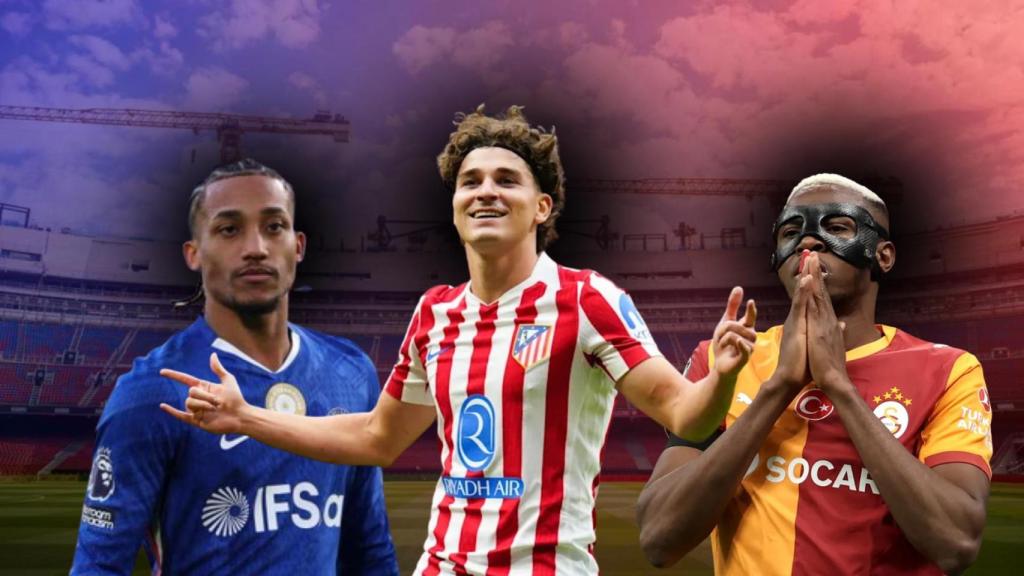Joao Pedro, Julián Álvarez y Victor Osimhen en un fotomontaje