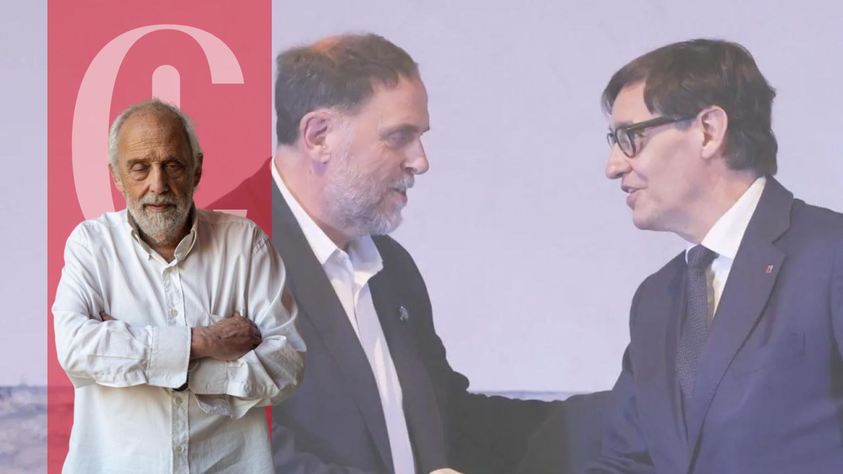 Josep Maria Cortés, ante el presidente de la Generalitat, Salvador Illa, y el líder de ERC, Oriol Junqueras