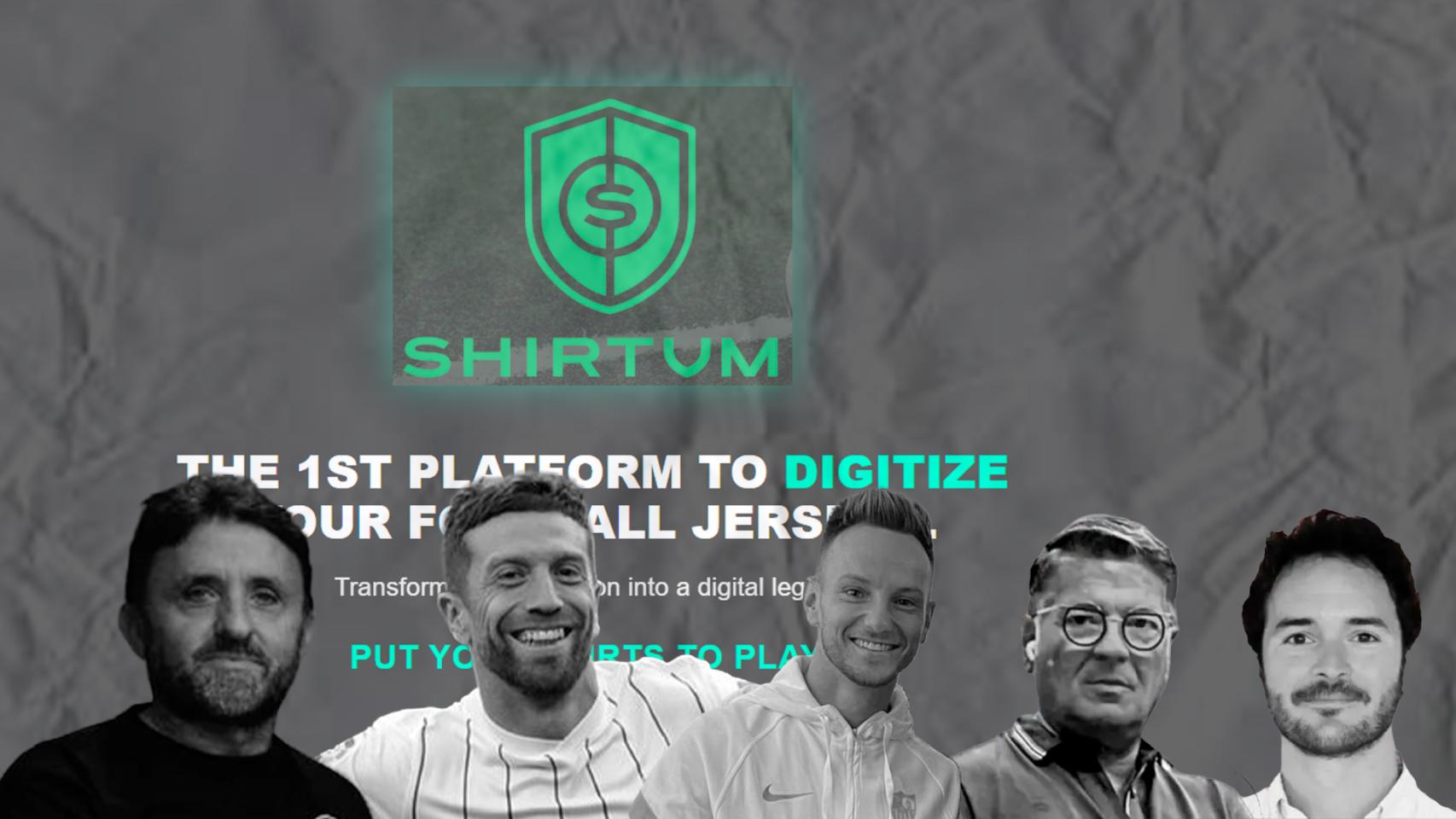 Un fotomontaje con una promoción de fondo de Shirtum y los empresarios participantes Manuel Morillas, 'Papu' Gómez, Ivan Rakitic y Manel y Marc Torras