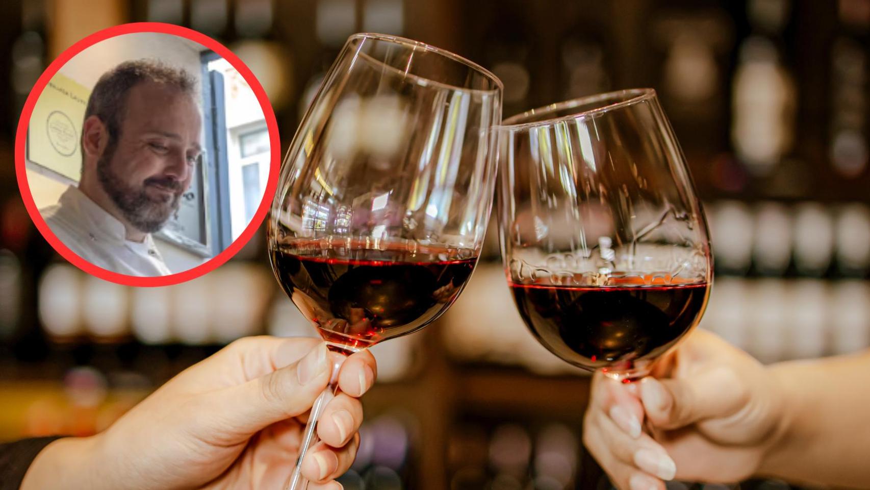 Iván de la Torre y copas de vino 