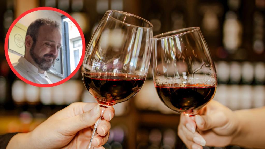 Iván de la Torre y copas de vino 